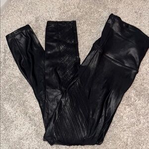 SPANX Black Faux Leather Moto Leggings